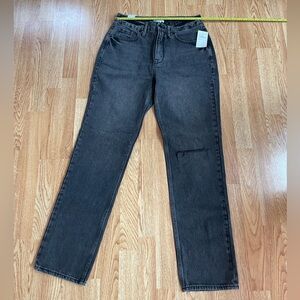 Good American Women's Charcoal Straight Leg Jeans 6/28